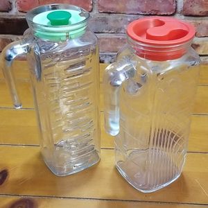 2 Vintage glass carafes